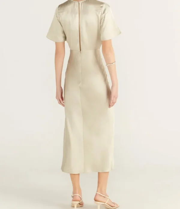 Dresses-Samsoe Samsoe Salucinda Short Sleeve Dress in Abbey Stone
