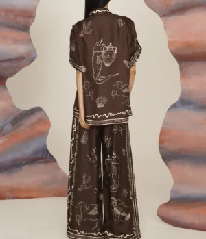 Tops-Alemais Sammy Silk Shirt in Chocolate