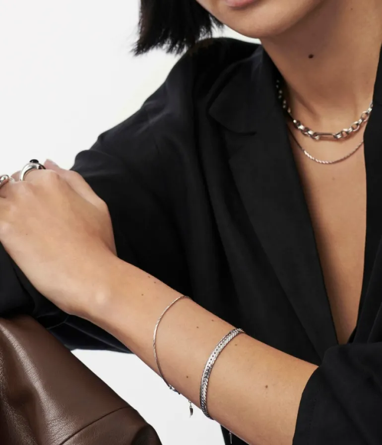 Jewellery | Bracelets-Mode Sportif Savi Asymmetric Square Chain Bracelet in Silver