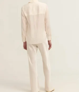 Tops-Vince Sheer Stripe Pintuck Blouse in Creme