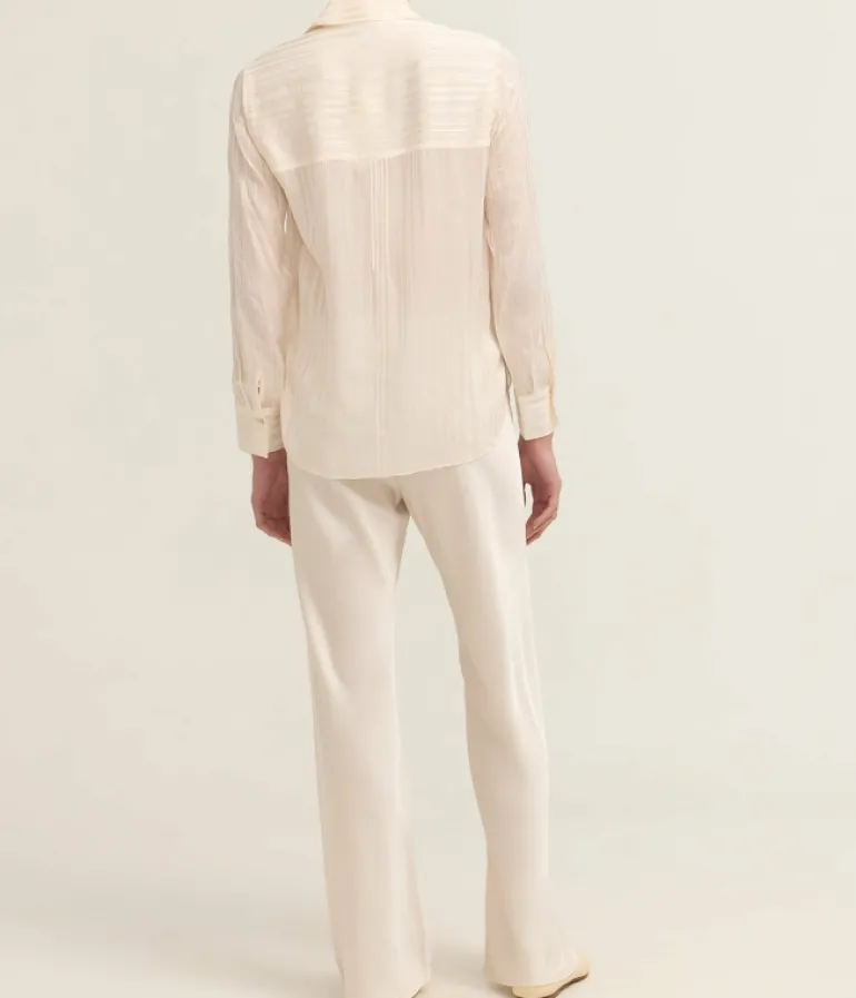 Tops-Vince Sheer Stripe Pintuck Blouse in Creme