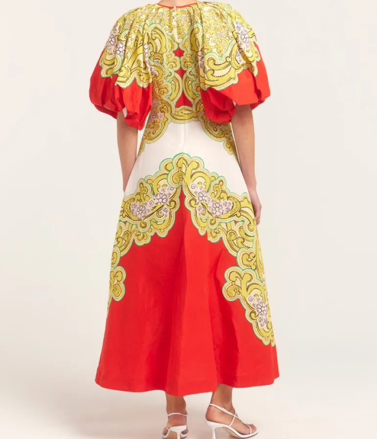 Dresses-Alemais Sierra Midi Dress in Red and White
