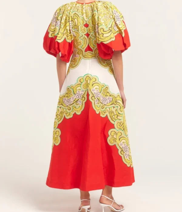 Dresses-Alemais Sierra Midi Dress in Red and White