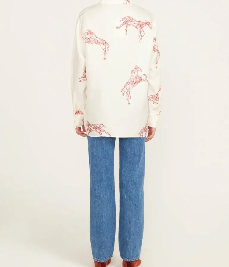 Tops-ROHE Silk Ballpoint Horse Shirt