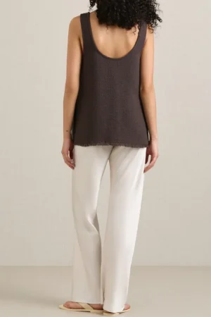 Tops-Mode Sportif Sloane Satin Tank in Chocolate
