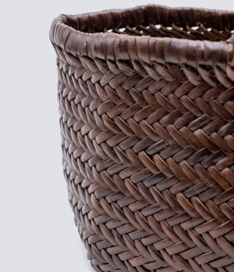 Bags-Dragon Diffusion Small Bamboo Triple Jump Basket Bag in Dark Brown
