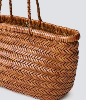 Bags-Dragon Diffusion Small Bamboo Triple Jump Basket Bag in Tan