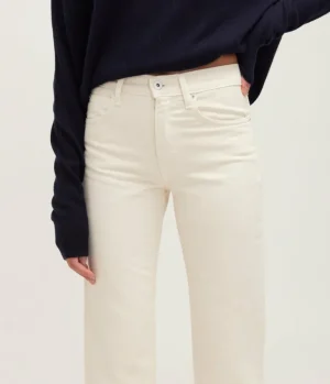 Denim-SLVRLAKE Sophie Long Mid Rise Straight Leg Jean in Cream