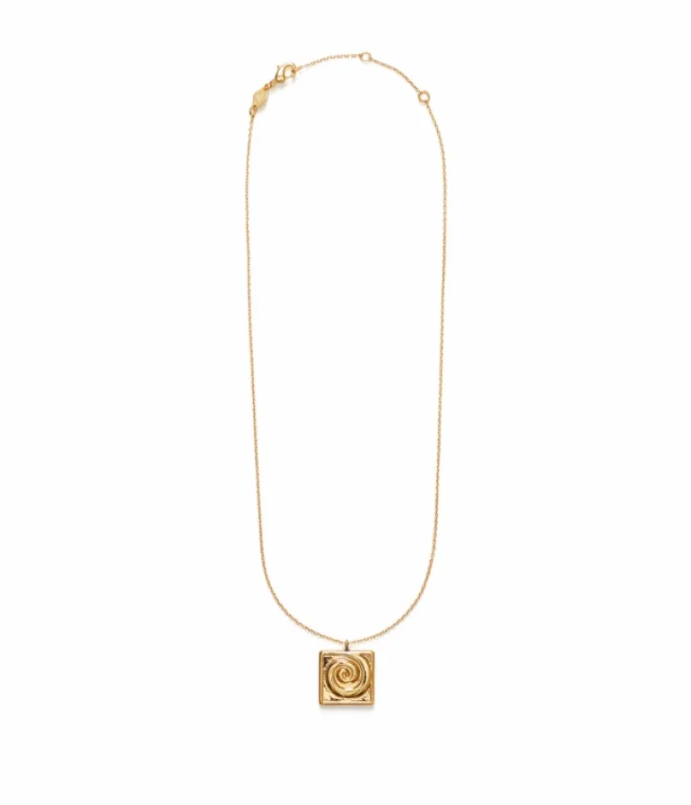 Jewellery | Necklaces-Anni Lu Swirly Square Necklace in Gold