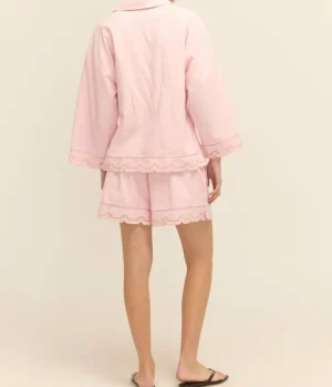 Tops-Oroton Table Cloth Lace Top in Ballet Pink