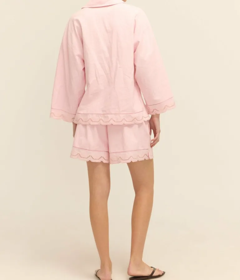 Tops-Oroton Table Cloth Lace Top in Ballet Pink