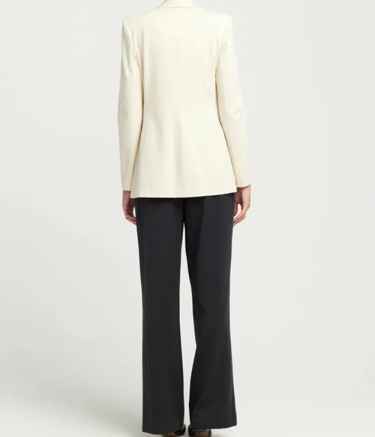 Jackets & Outerwear-Harris Wharf London Tailored Techno Viscose Blazer in Ivory