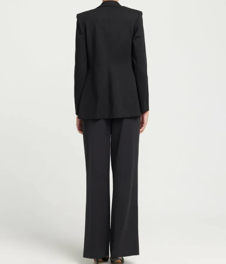Jackets & Outerwear-Harris Wharf London Tailored Techno Viscose Blazer in Black