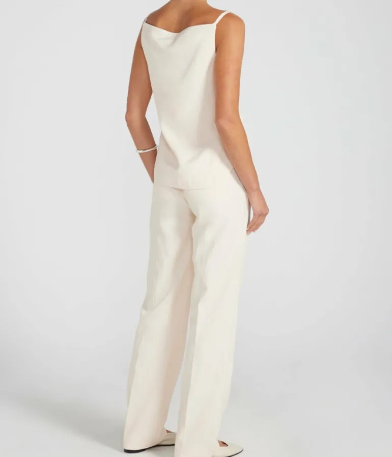 Pants-Loulou Studio Takaroa Elastic Pants in Cream Rose