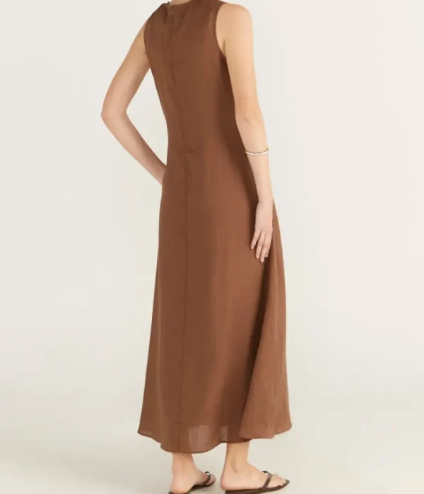 Dresses-Asceno Talin Linen Dress in Sepia