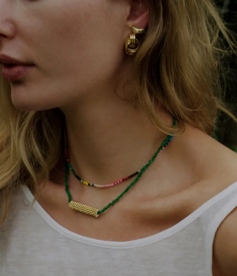 Jewellery | Necklaces-Anni Lu Tan Line Necklace in Jade Green
