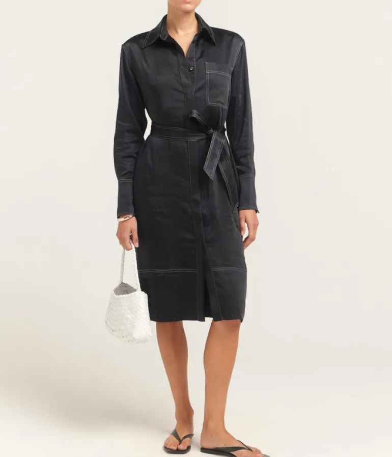 Dresses-Solid and Striped The Esti Dress in Noir
