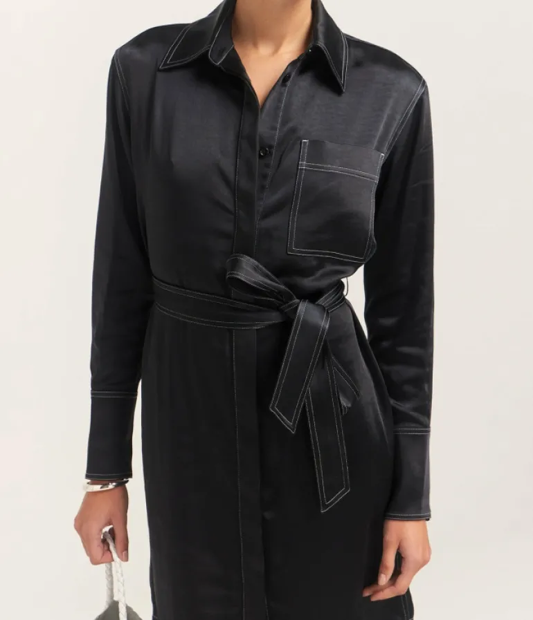 Dresses-Solid and Striped The Esti Dress in Noir