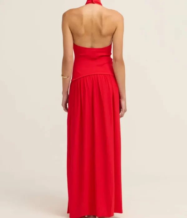 Dresses-Solid and Striped The Halter Soglio Dress in Apple Red