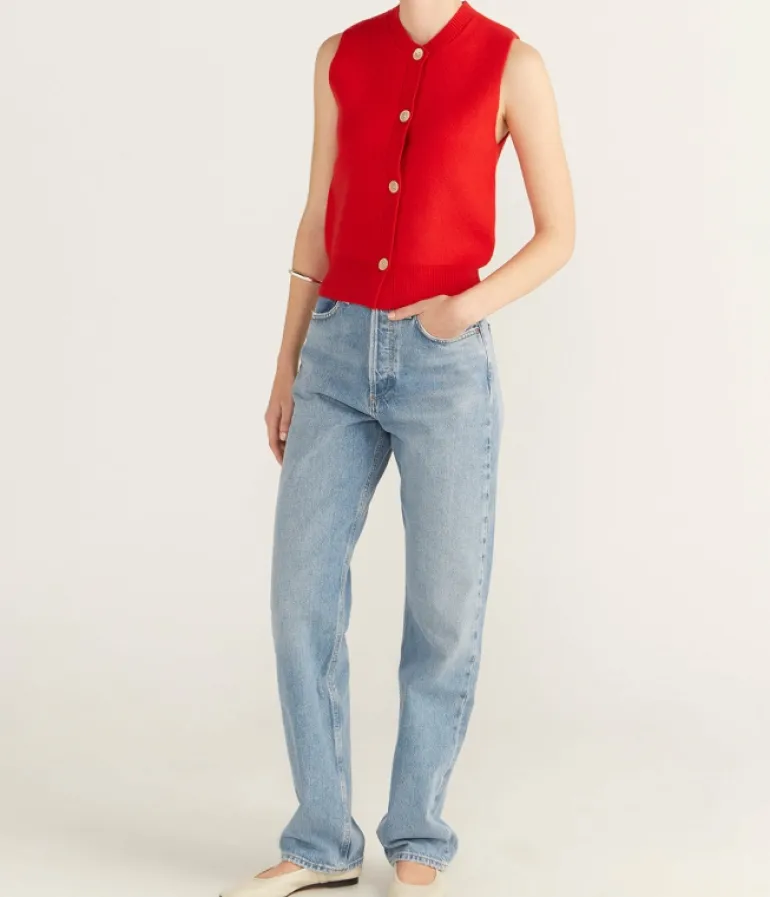 Knitwear-Friends with Frank The Riley Vest in Red