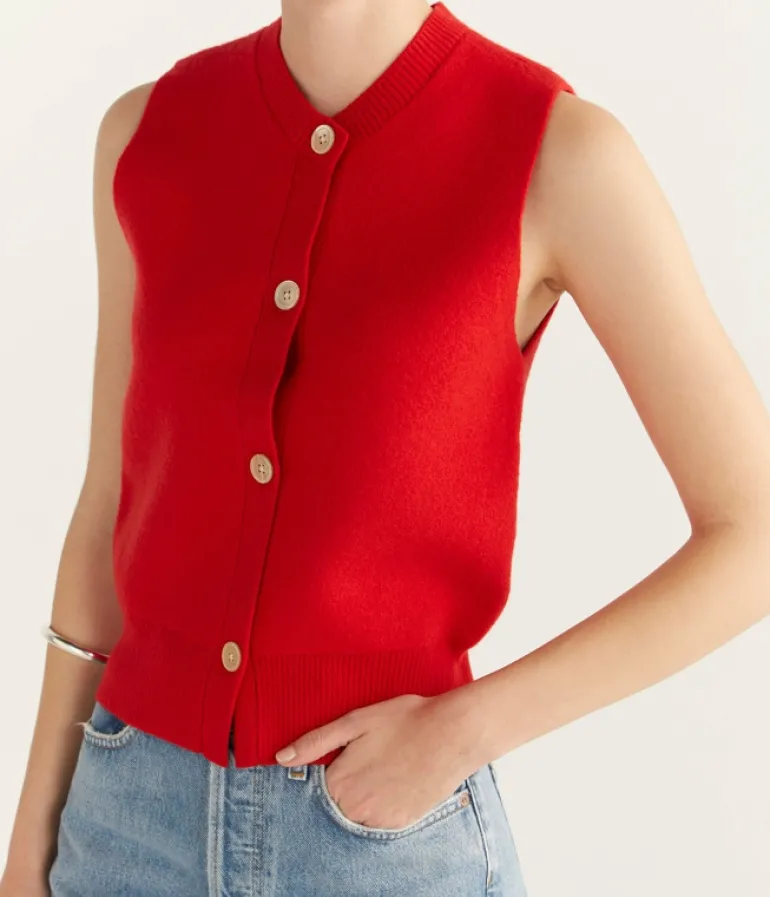 Knitwear-Friends with Frank The Riley Vest in Red