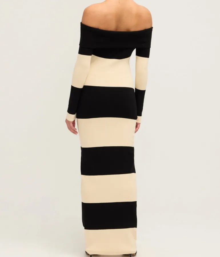 Dresses-Posse Theo Long Sleeve Dress in Cream and Black