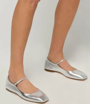 Flat Shoes-Aeyde Uma Flat in Laminated Silver