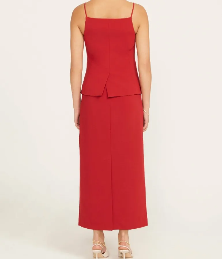 Tops-Mode Sportif Una Square Neck Top in Rouge