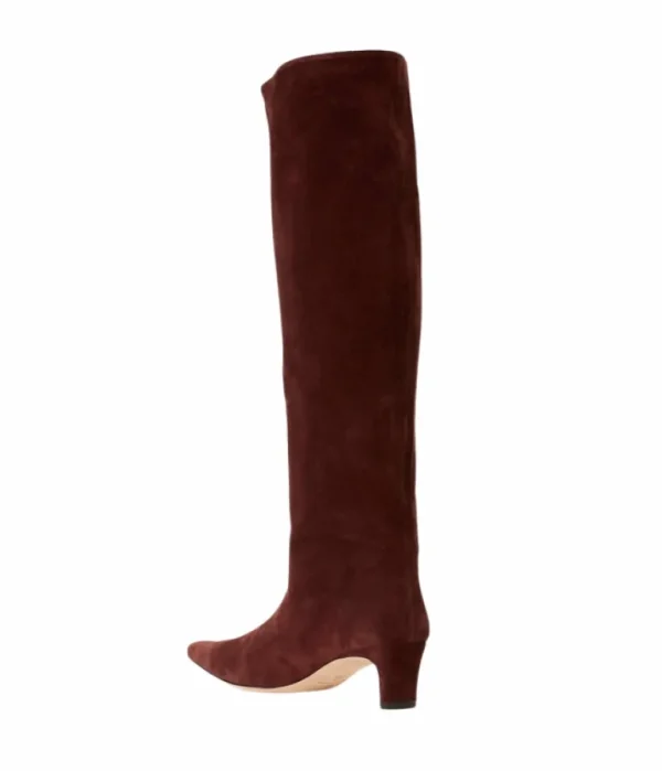 Boots-Staud Wally Suede Knee Boot in Mahogony