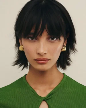 Jewellery | Earrings-Missoma Wavy Ridge Ripple Oversized Stud Earrings in Gold