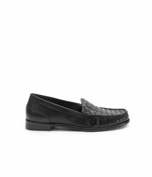 Flat Shoes-La Tribe Woven Loafer in Black