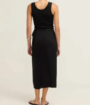 Skirts-Theory Wrap Tie Midi Skirt in Black