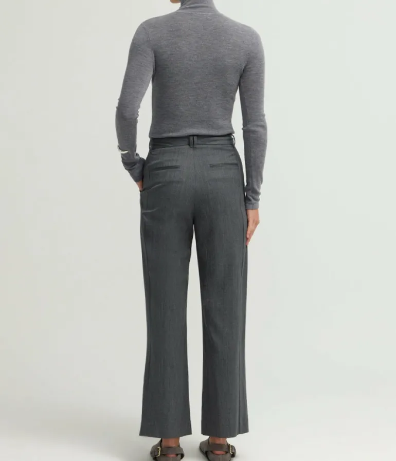 Knitwear-A.Emery Wynter Mock Neck Top in Grey Melange