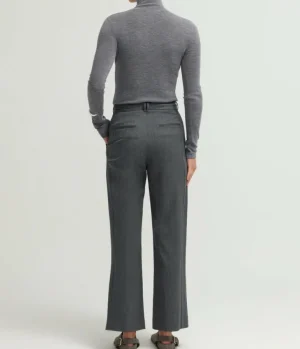 Knitwear-A.Emery Wynter Mock Neck Top in Grey Melange