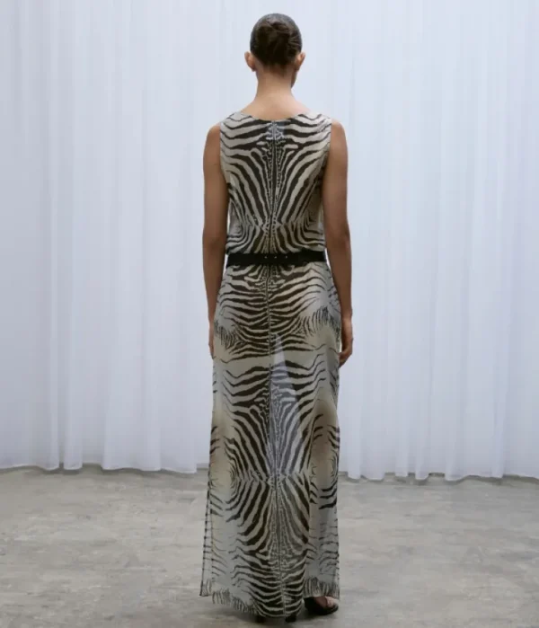 Dresses-Mode Sportif Zebra Slip Dress in Black and Grey